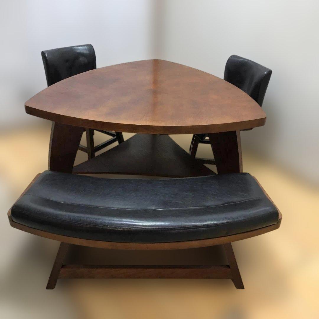 送料無料 ダイニングセット 木製テーブル 回転椅子2脚 ベンチセット250901