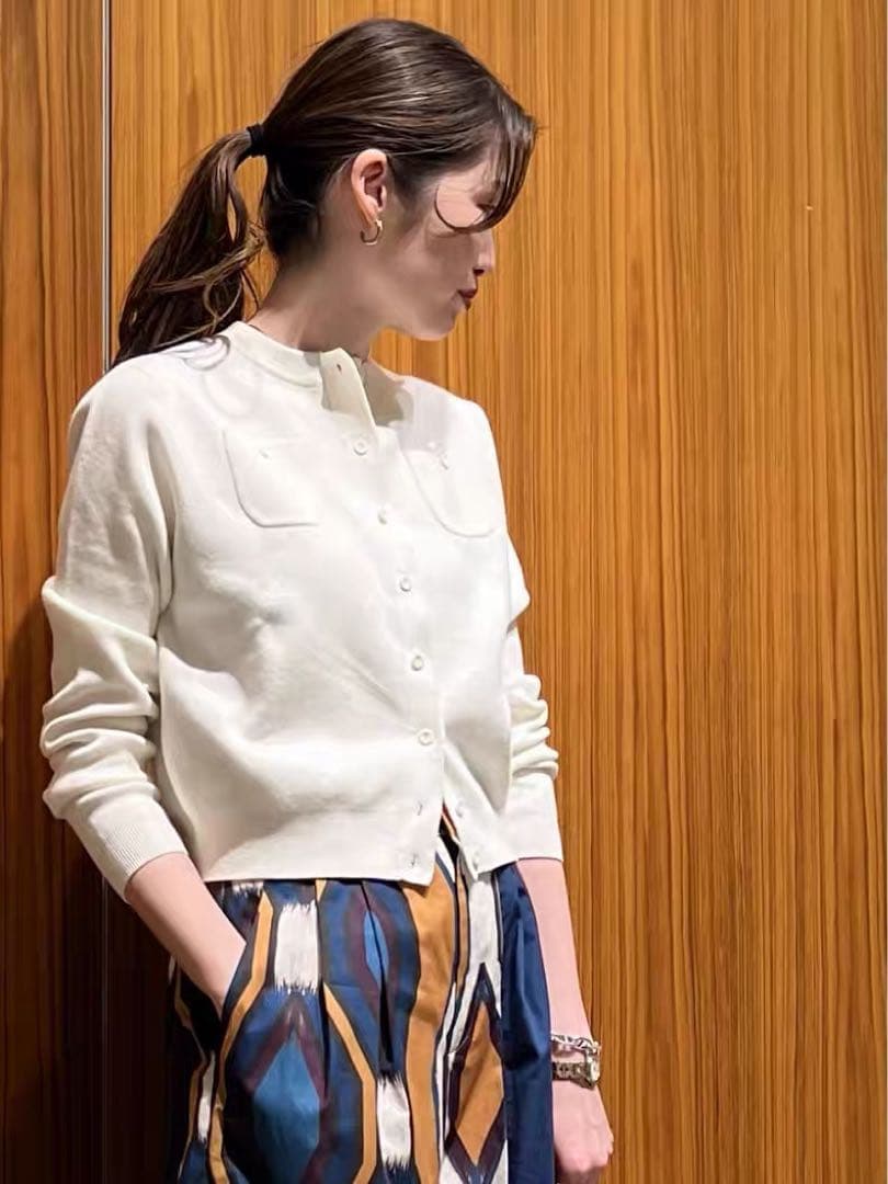 CABaN コットンカシミヤ クルー ネックカーディガン