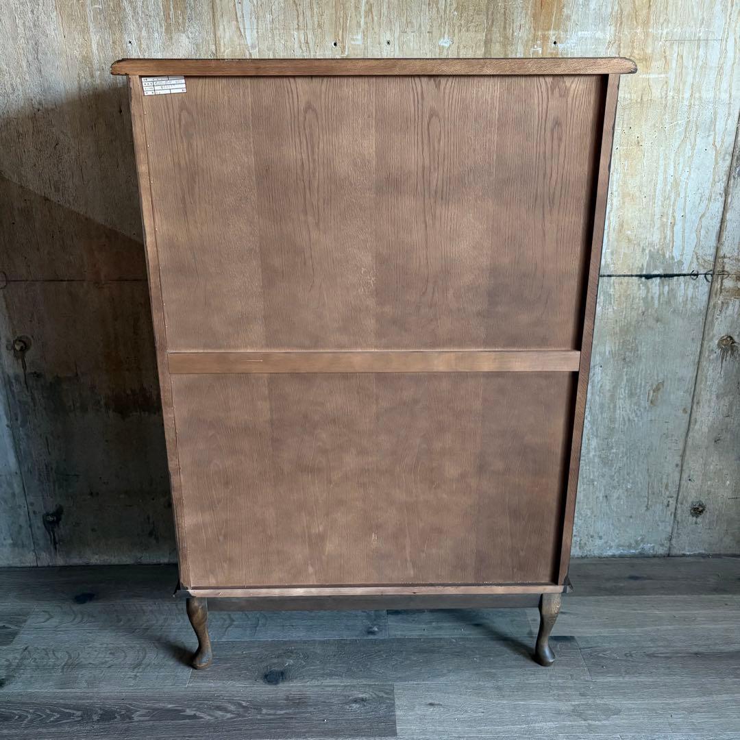 旭川家具　勇峰工芸　猫脚キャビネット　飾り棚　ギャラリーボード　道産ナラ材