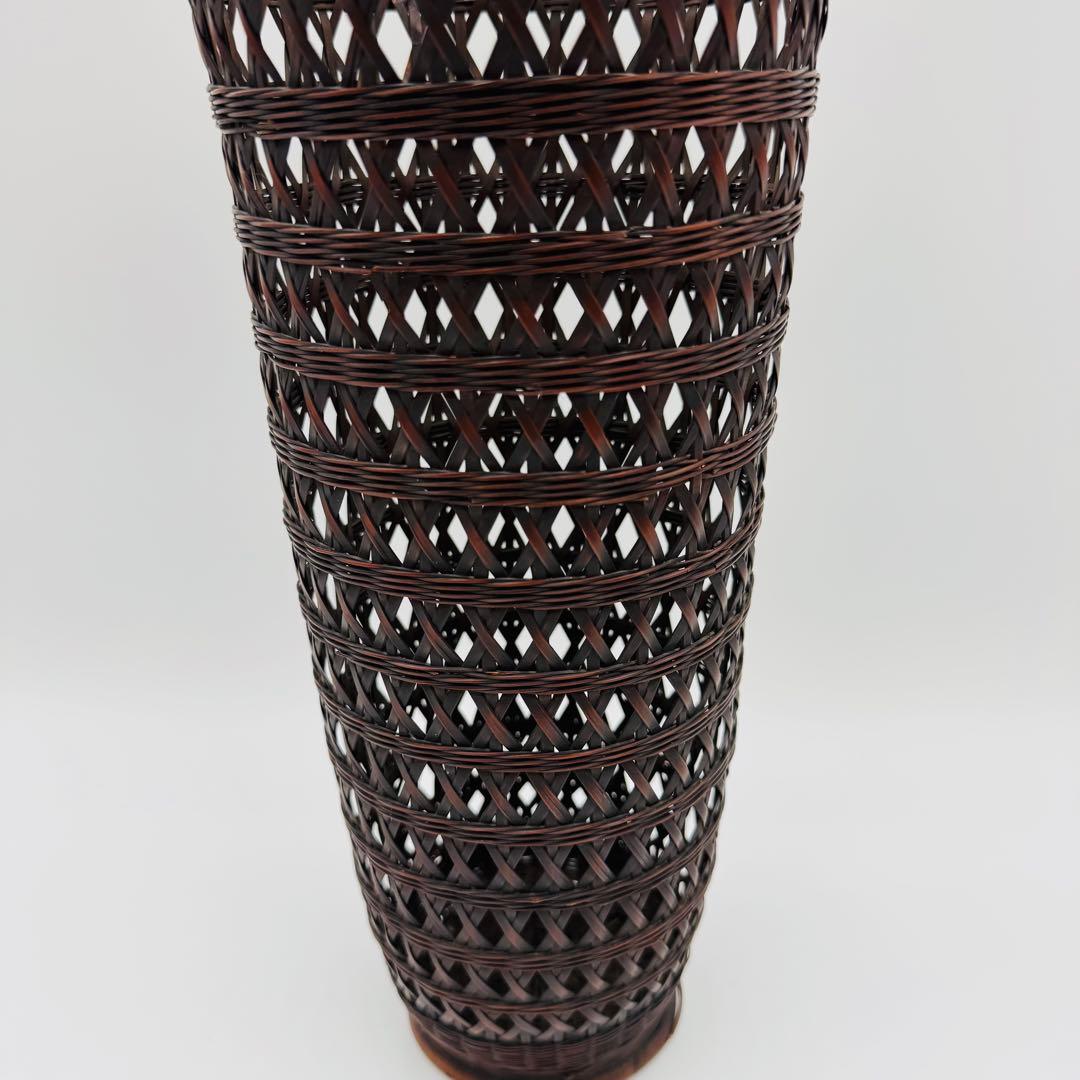 【竹花入　竹工園　花器　花生　竹細工】華道　フラワーアレンジ　アンティーク