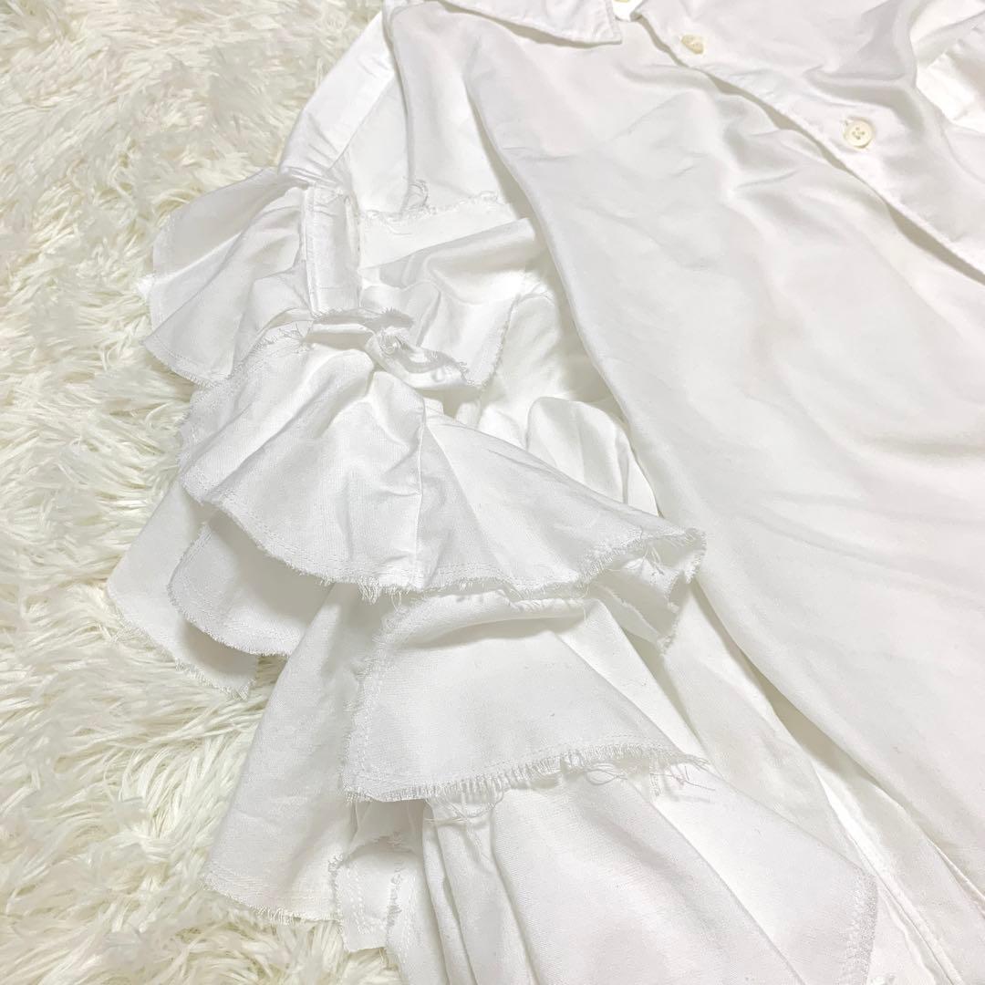 【オルランド期・未使用級】コムデギャルソンオムプリュス ホワイトフリルシャツ S