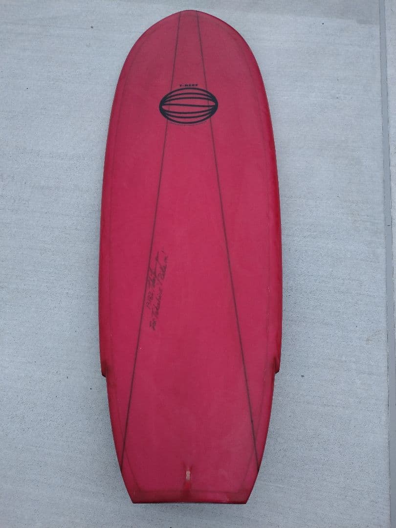 T-REEF ハンドシェイプ サーフボード 赤 クワッドフィン