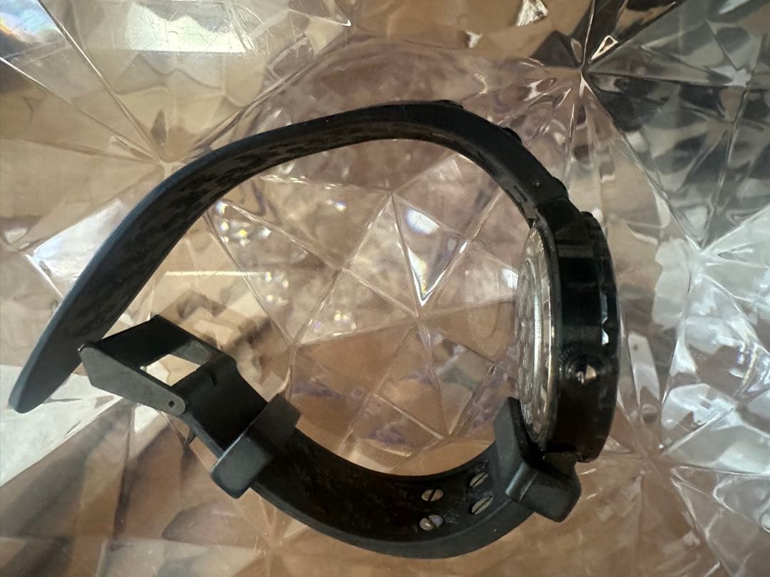 スワロフスキー装飾 ブラックラバーバンド時計