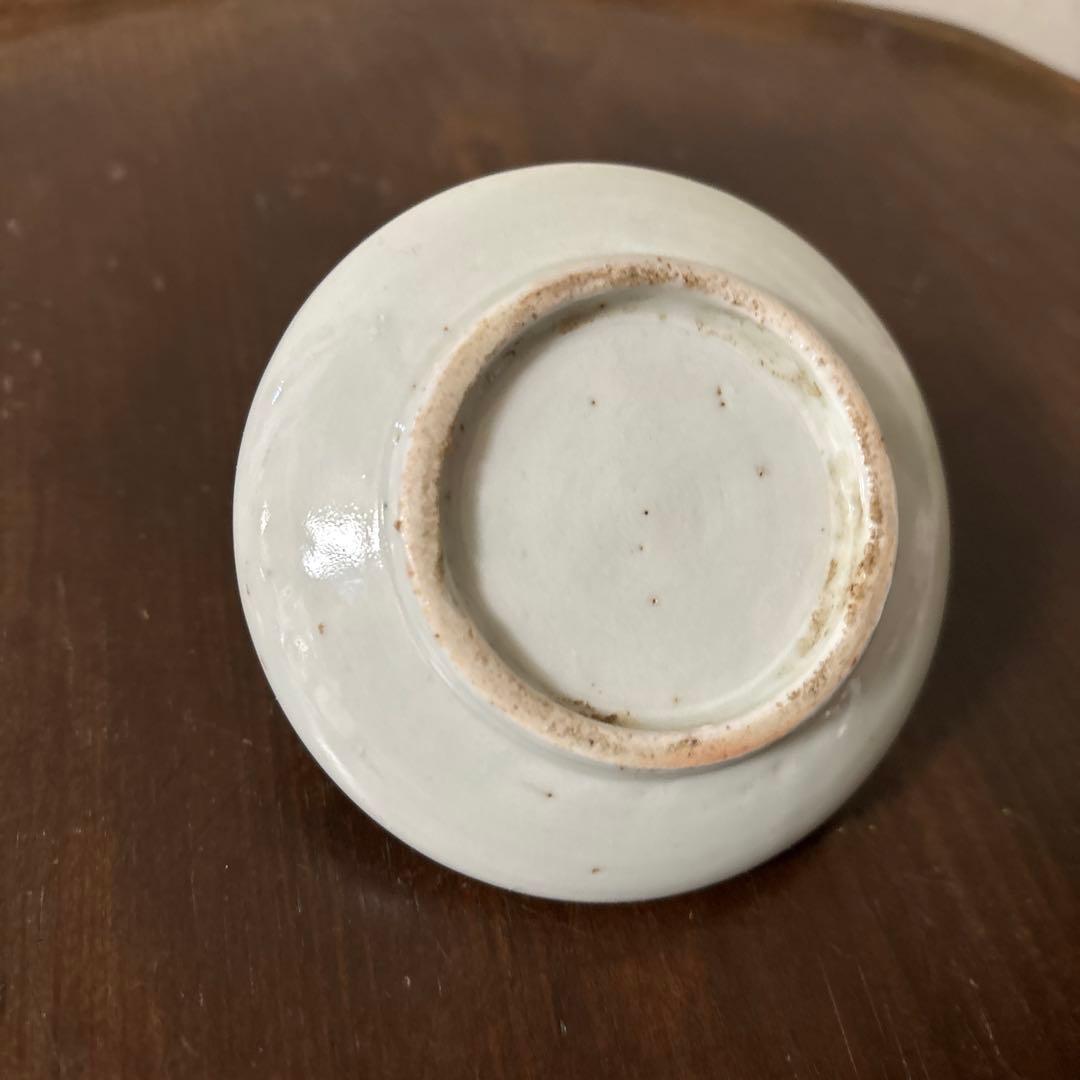 古伊万里染付タコ唐草笹紋様油壷　江戸時代　骨董　アンティーク　検:白洲正子　李朝