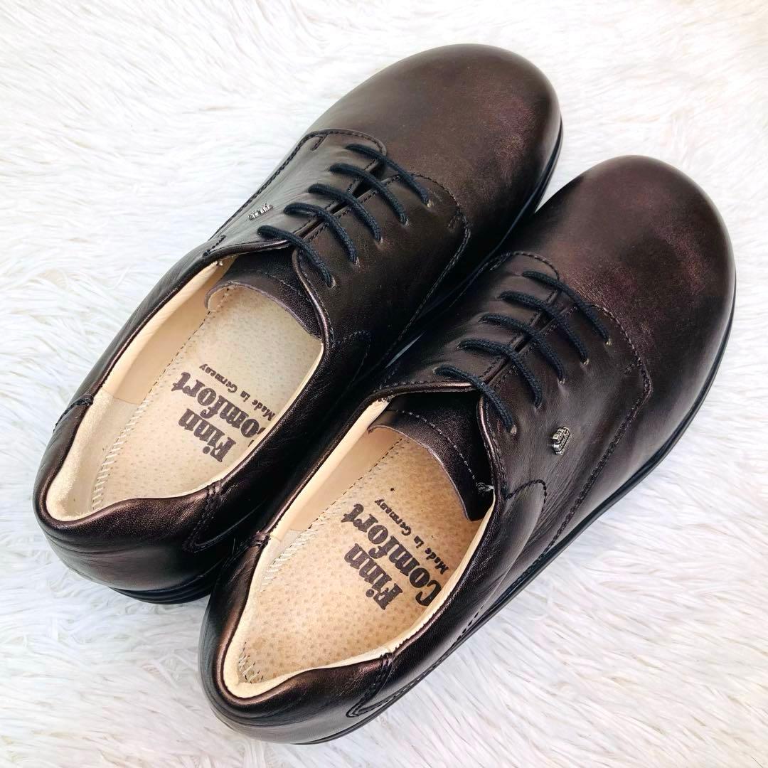 【新品未使用】Finn Comfort :size 6レースアップ 光沢ブラウン