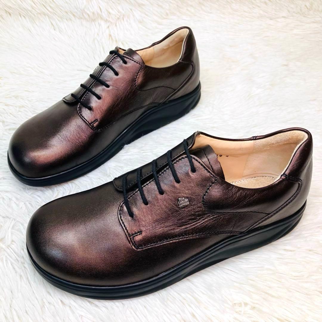 【新品未使用】Finn Comfort :size 6レースアップ 光沢ブラウン