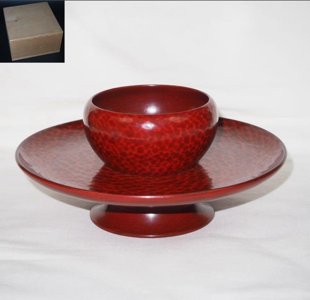 送料無料鎌倉彫天目台木箱付★美品★茶道具　検/中国古玩骨董茶道具堆朱紫檀清民国