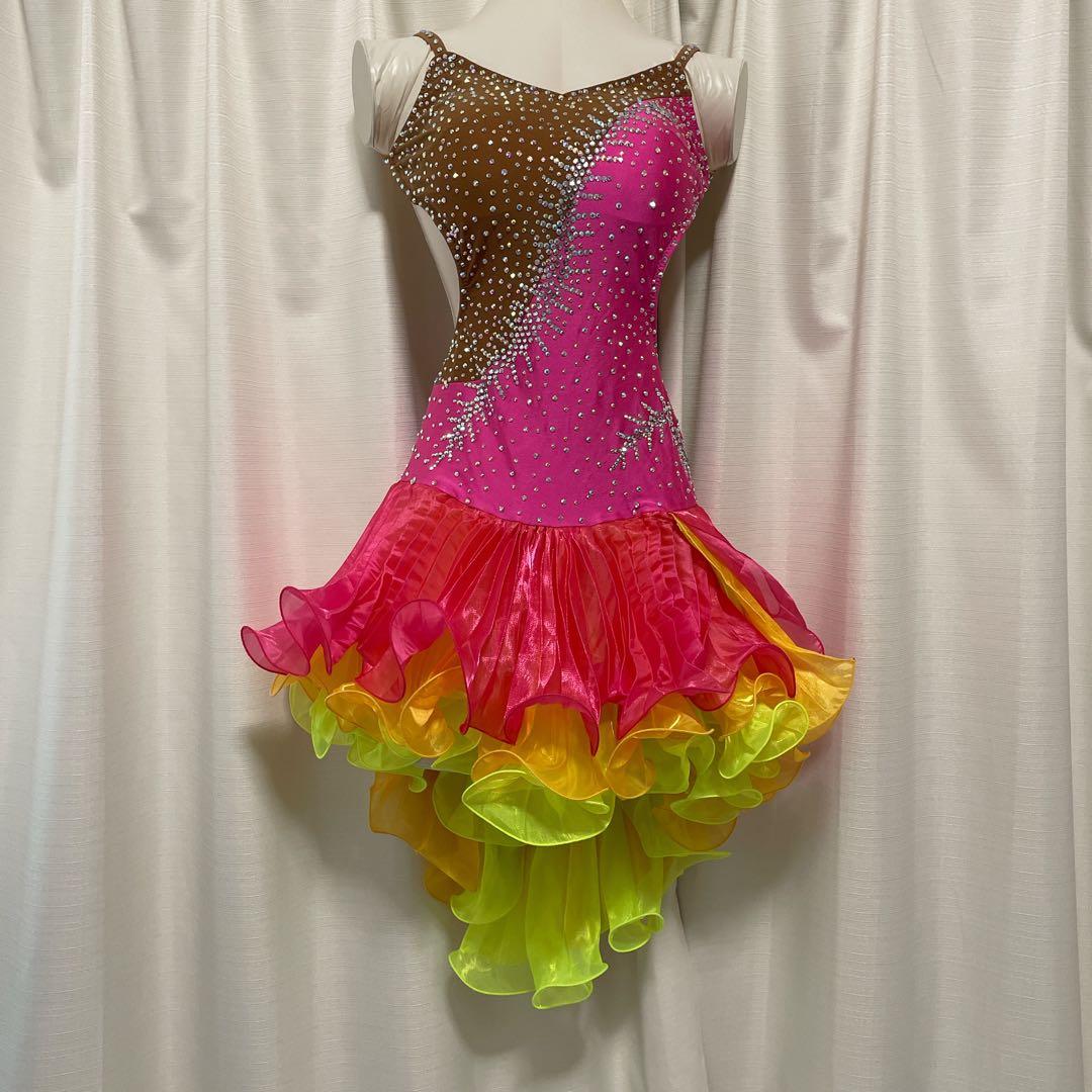 ラテンドレス S〜M 社交ダンスドレス デモ 競技会 胸パッド インナーパンツ