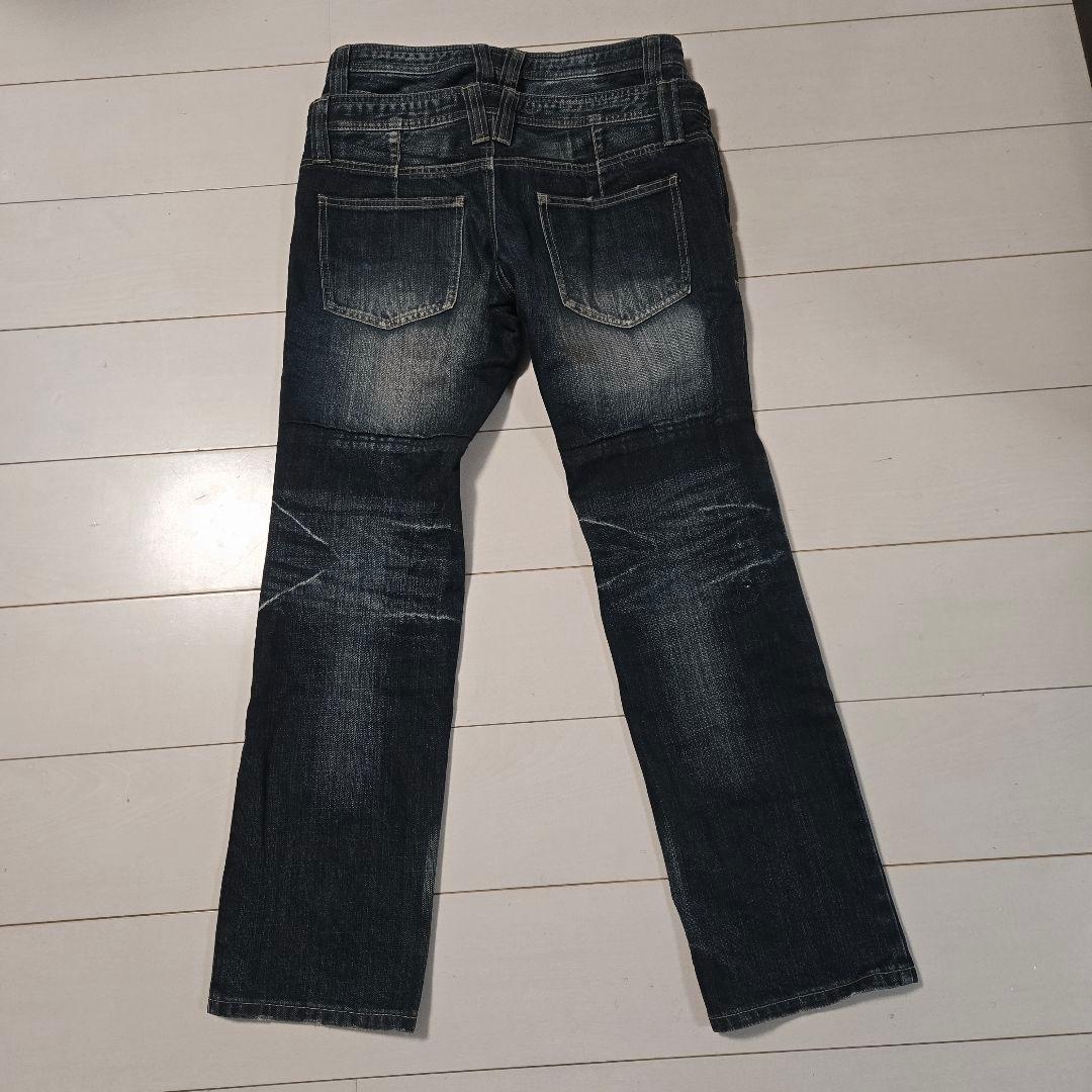 PPFM ダブルウエスト　デニム　ジーンズ　y2k archive レザー