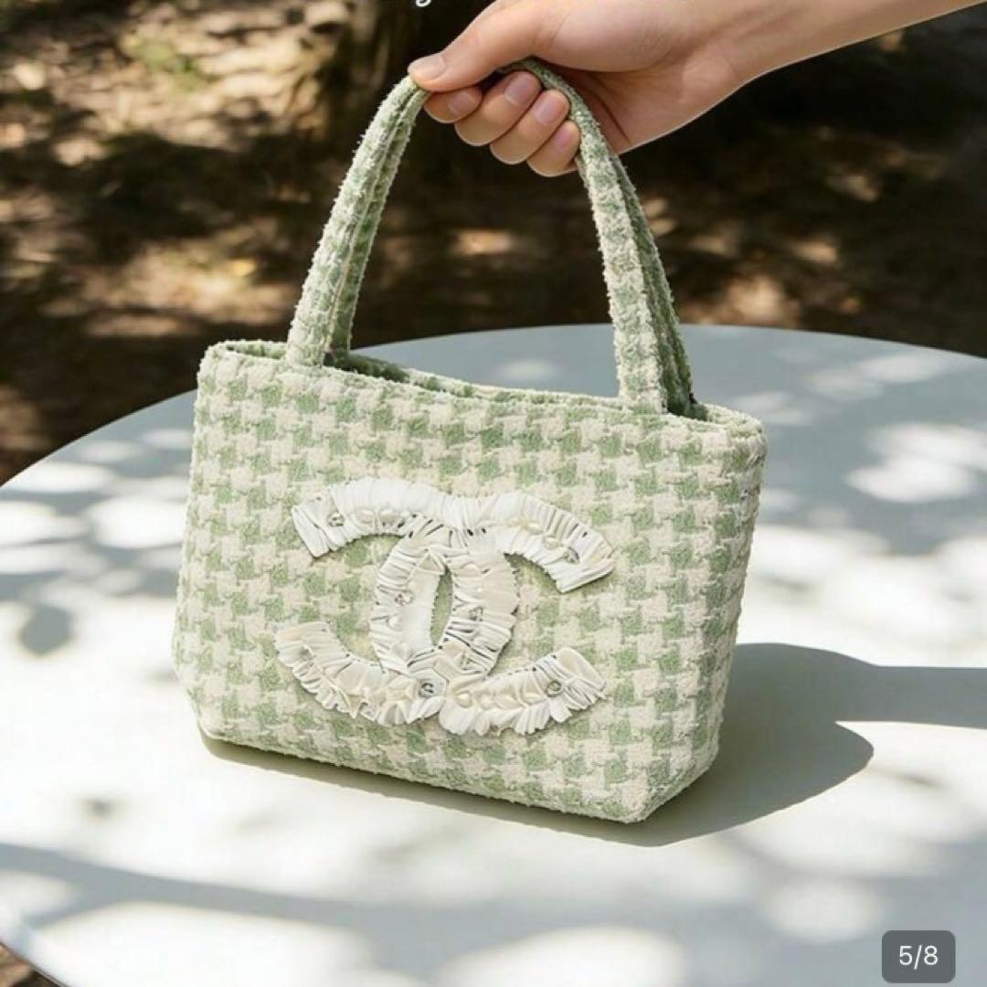 CHANEL ツイードトートバッグ　シフォン