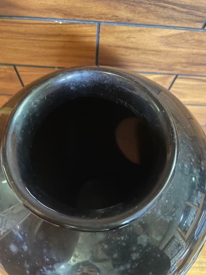 中国古玩　福建漆器 金彩画　大花瓶　台付