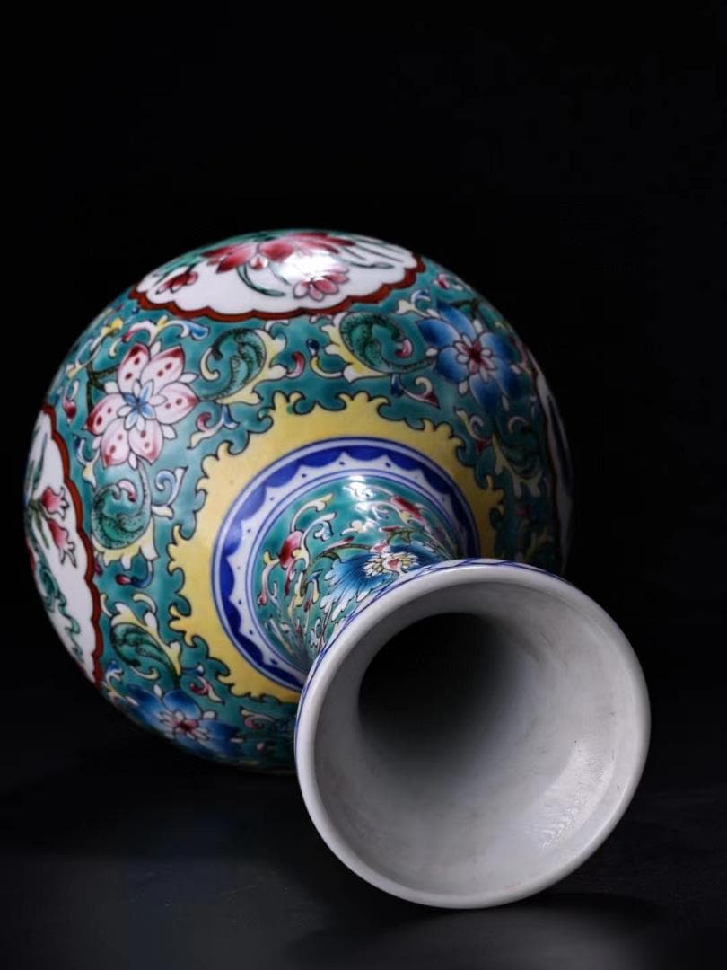 中国古美術・旧蔵珐琅彩瓷器花瓶・純手描き・茶道具・置物・観賞瓶・文房具·時代物