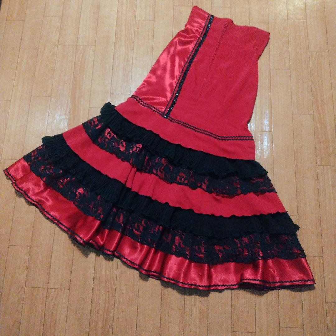 SONIA JOHNESフラメンコ衣装 赤黒ファルダ スカート