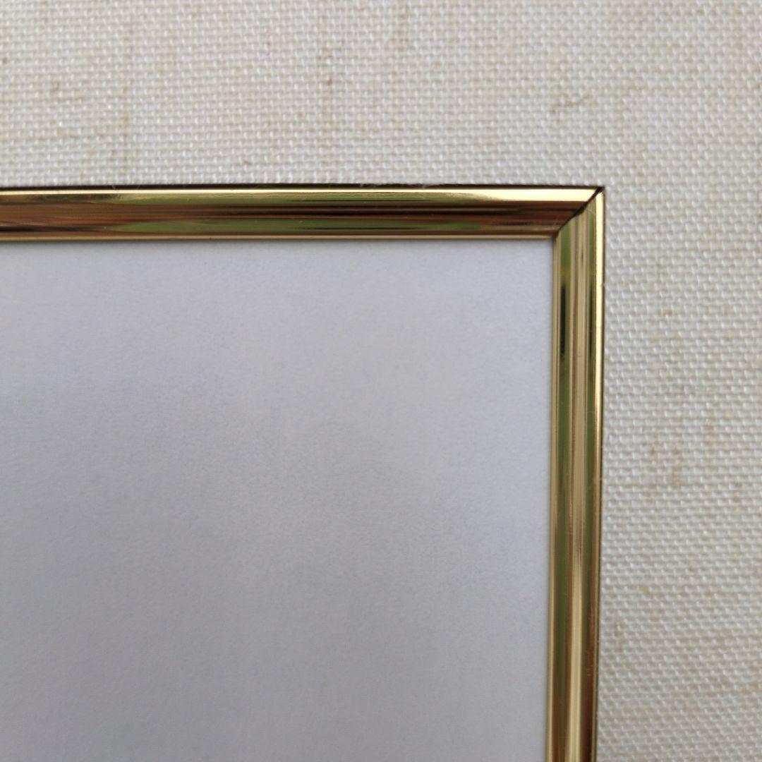 木製額縁 F20号 面金付マット付き ダークブラウン 金色縁取り