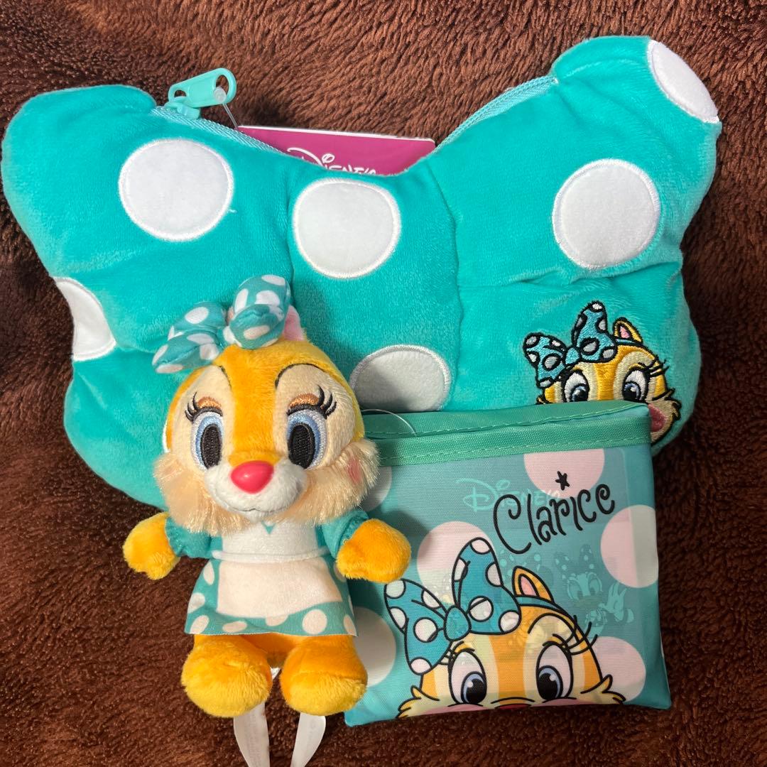 ディズニー マスコット　ポーチ エコバッグ　クラリス　3点セット ナムコ限定