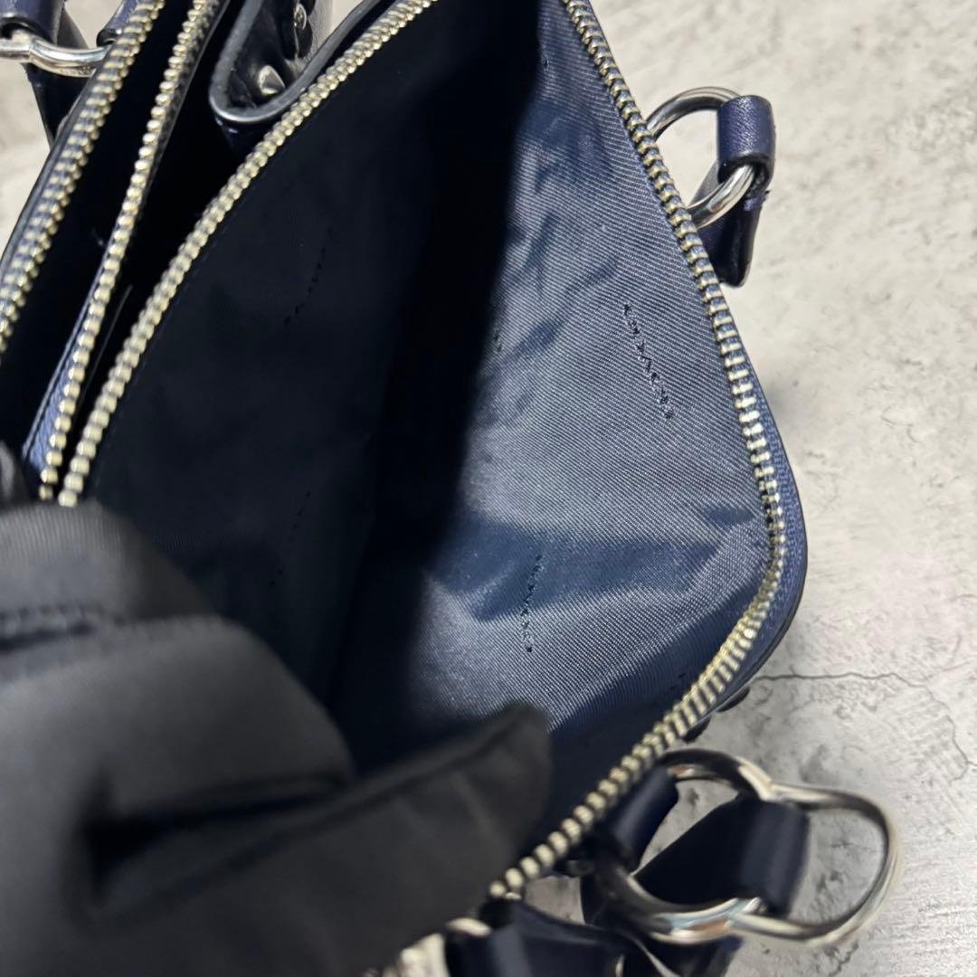 極美品✨️希少 コーチ ハンドバッグ キャリーオール ターンロック 本革 花 紺
