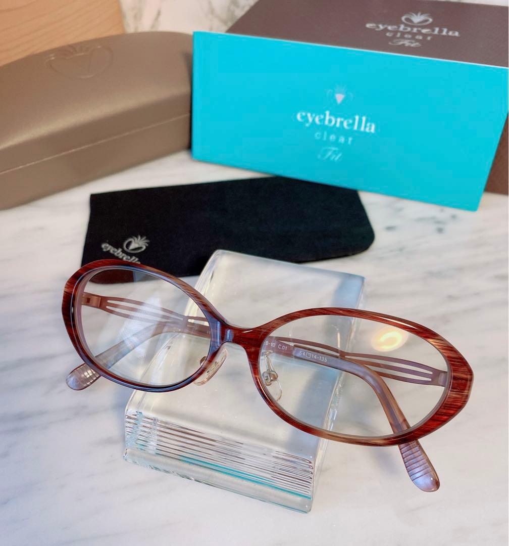 美品 アイブレラ クリアフィット ブラウン オーバル サングラス