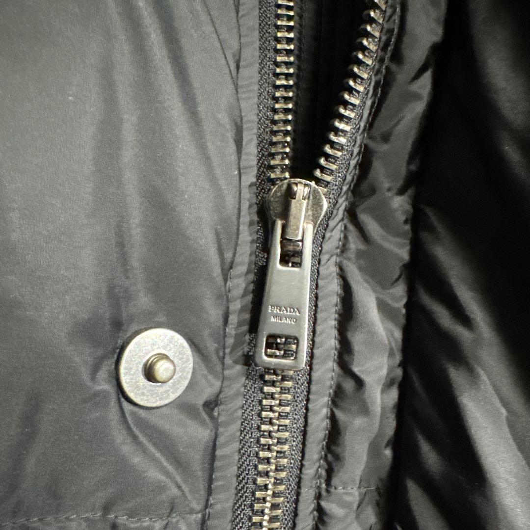 PRADA フード付きロングダウンジャケット 三角ロゴ SGB218 XL