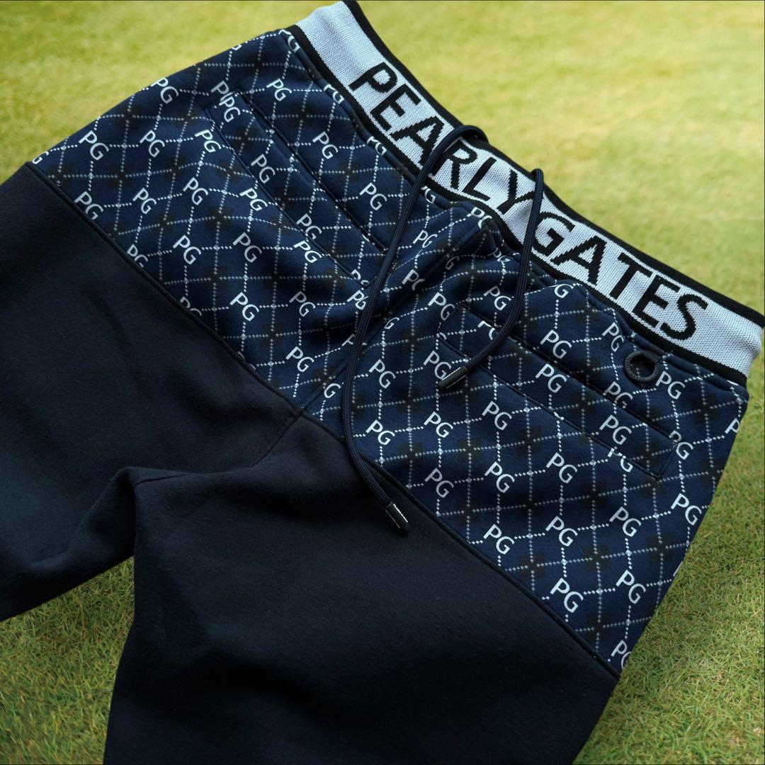 未使用品　パーリーゲイツ　ジョガーパンツ　M〜L相当　総柄　紺　ネイビー　4