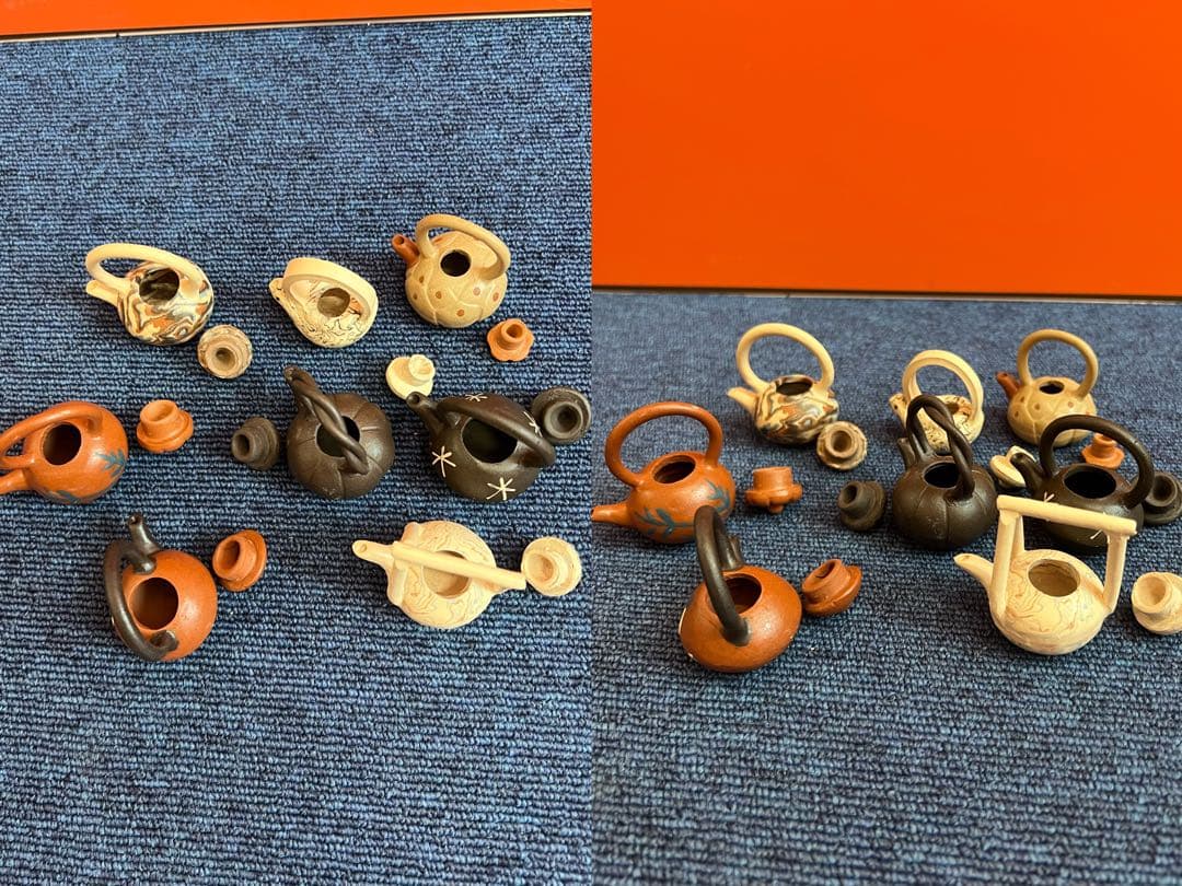 1135  急須　ミニチュア　8客　中国茶器　木箱付き