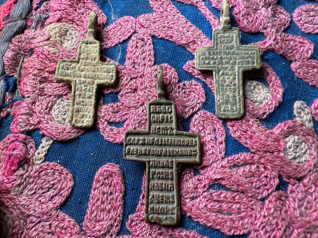 アンティーク　ロシア帝国18世紀以前　正教会八端十字 発掘