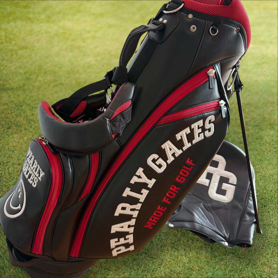 パーリーゲイツ　キャディバッグ　ショルダー式　スタンド式　軽量　黒　赤　レア