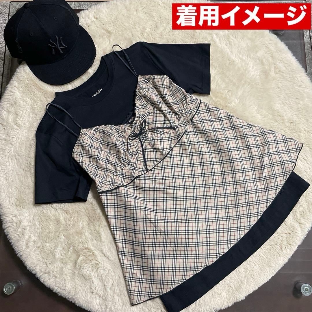 希少バーバリーブルーレーベルキャミソール　バーバリーノヴチェック　リボン y2k