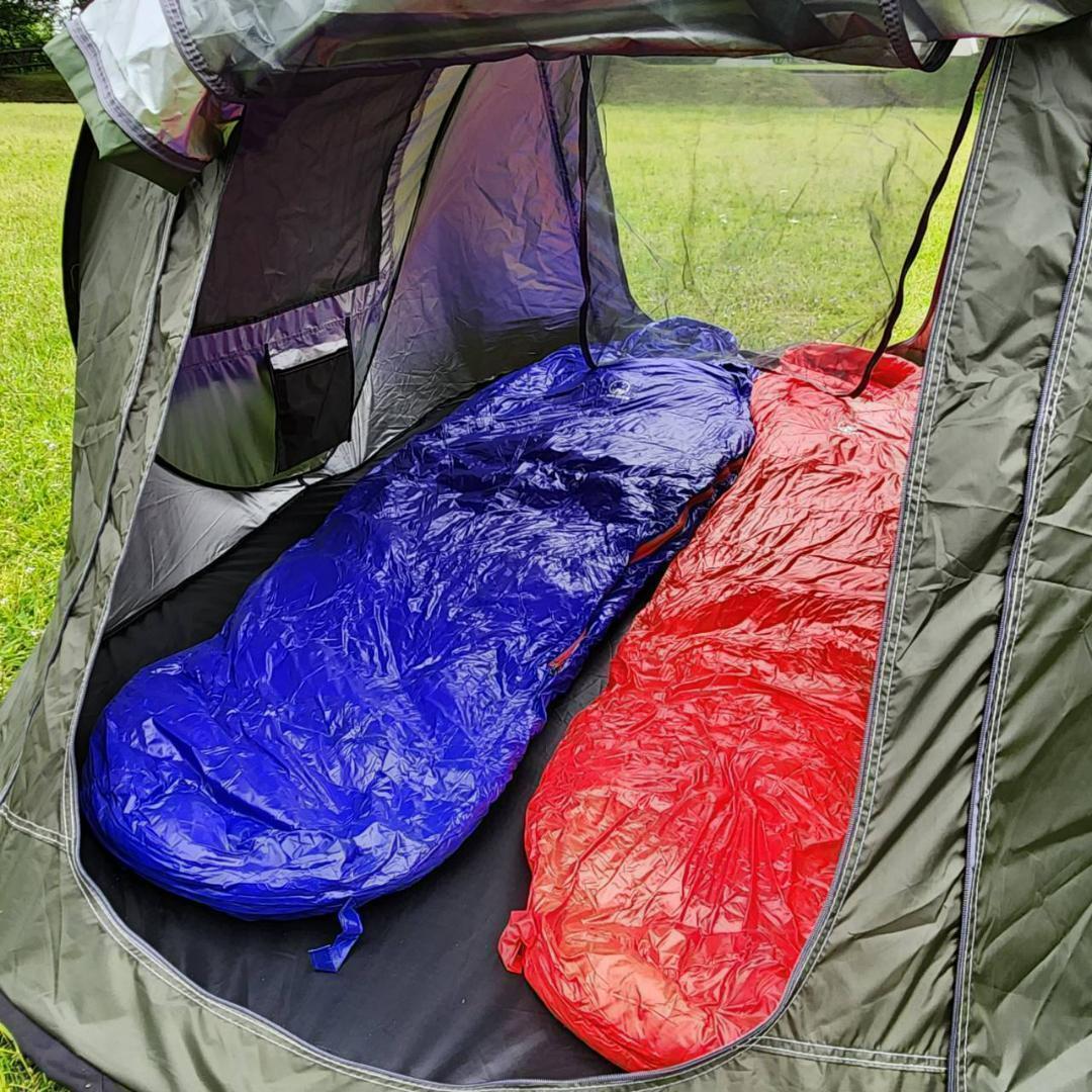 ✨後悔しない寝袋選び✨アウトドア　マミー型寝袋　ダウンシュラフ　レッド　700g