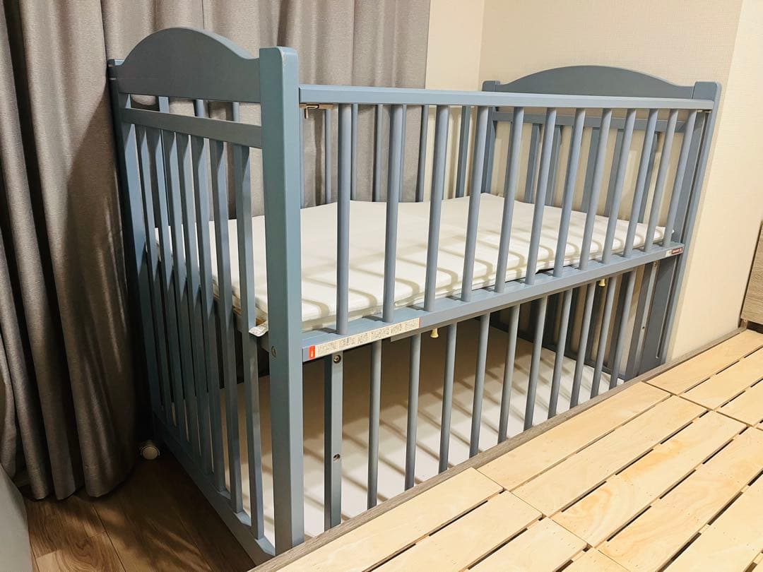 【廃盤品】LOWYA ベビーベッド ブルー