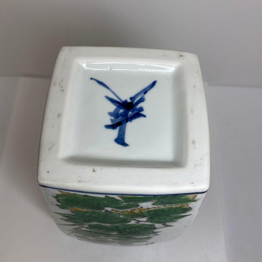 鈴木爽司　色絵花鳥図　角瓶　高さ約29.5㎝　東さ8-0107①