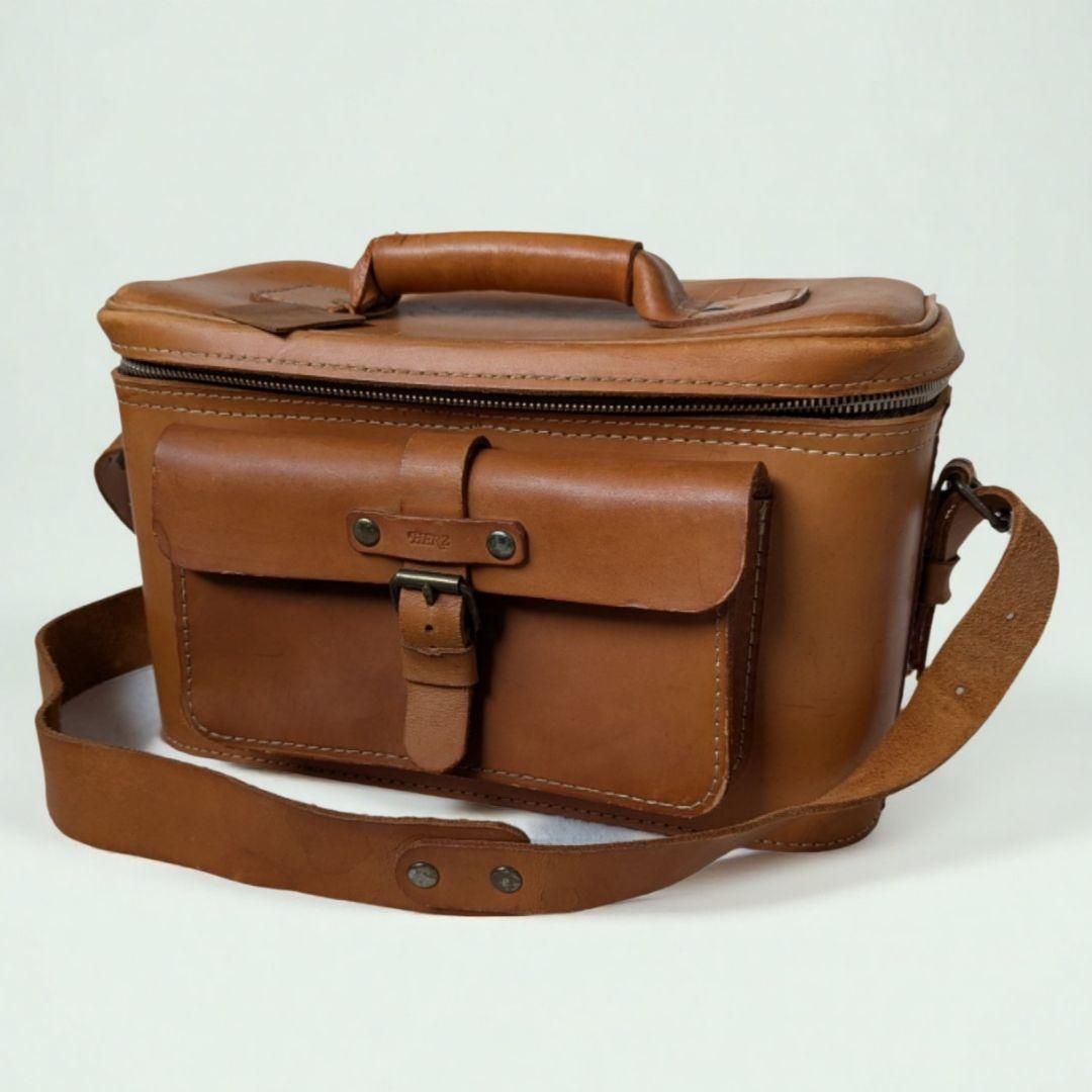 【希少】 HERZ ヘルツ カメラバッグ レザーバッグ キャメル 大型 人気