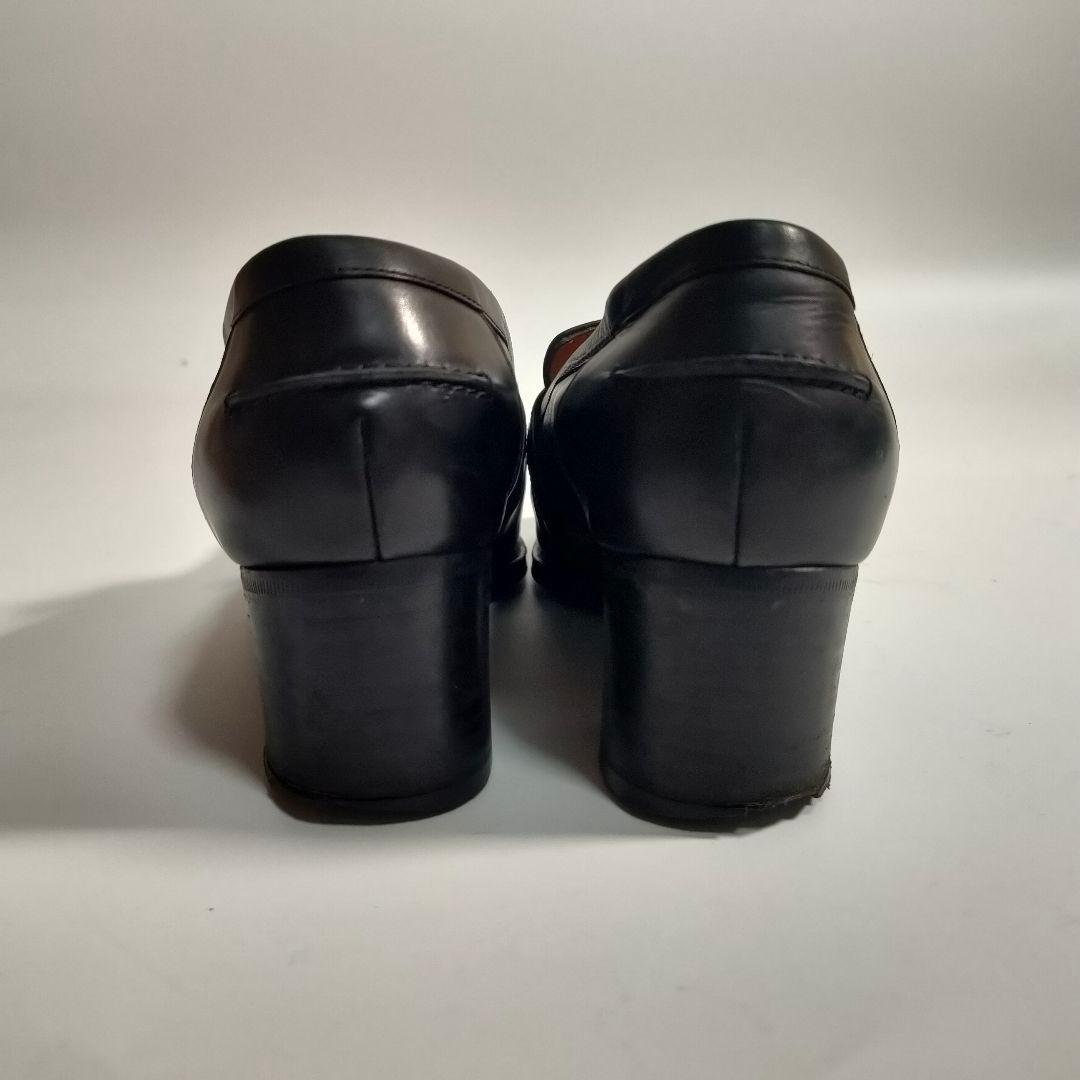 エルメス ローファー 36 レディース レザー 黒 金具 ヒール