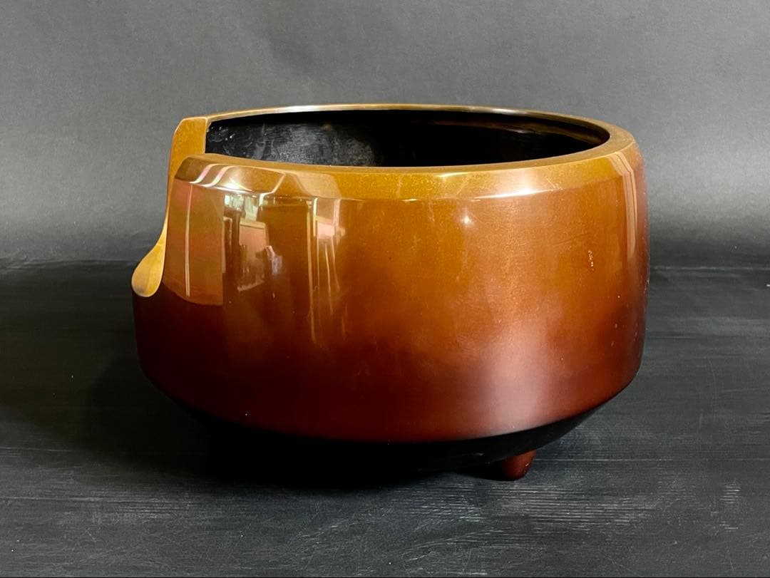 『母』 唐銅 面取風炉 風炉師 源斎 底瓦 前瓦 共箱 （212あ④）