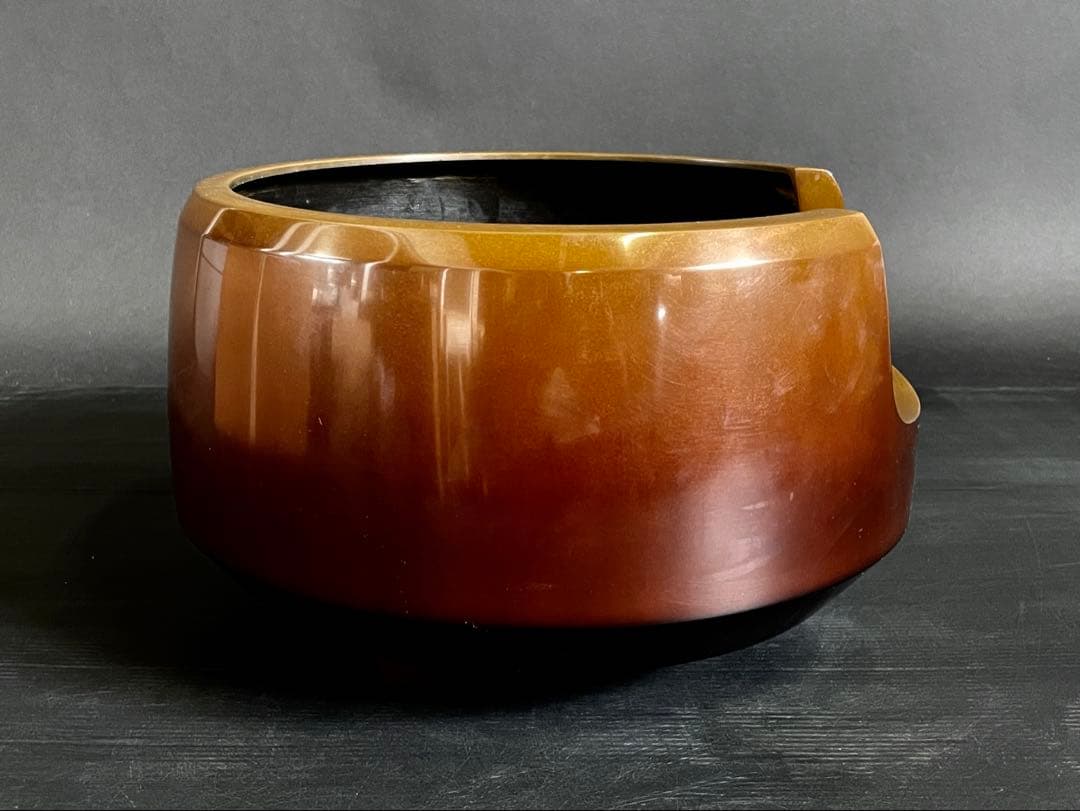 『母』 唐銅 面取風炉 風炉師 源斎 底瓦 前瓦 共箱 （212あ④）