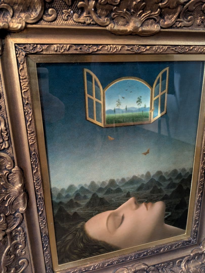 相馬武夫 テンペラ画 人物画 シュールレアリスム風 サイン有 額装