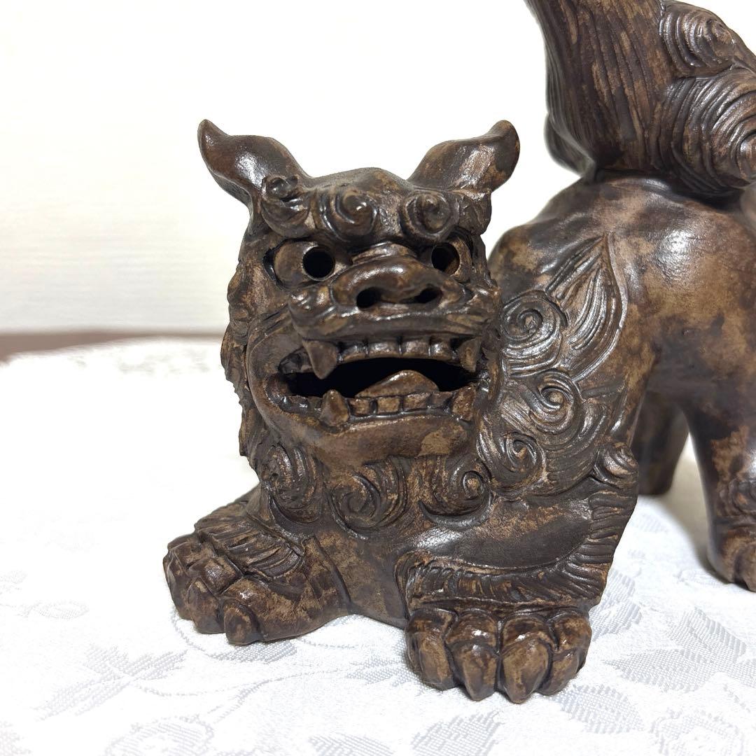 シーサー像 陶器製　在銘
