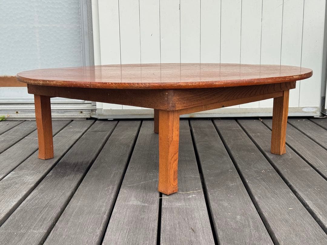 ちゃぶ台 昭和レトロ 木製 円形 ローテーブル 当時物（送料8600円込）