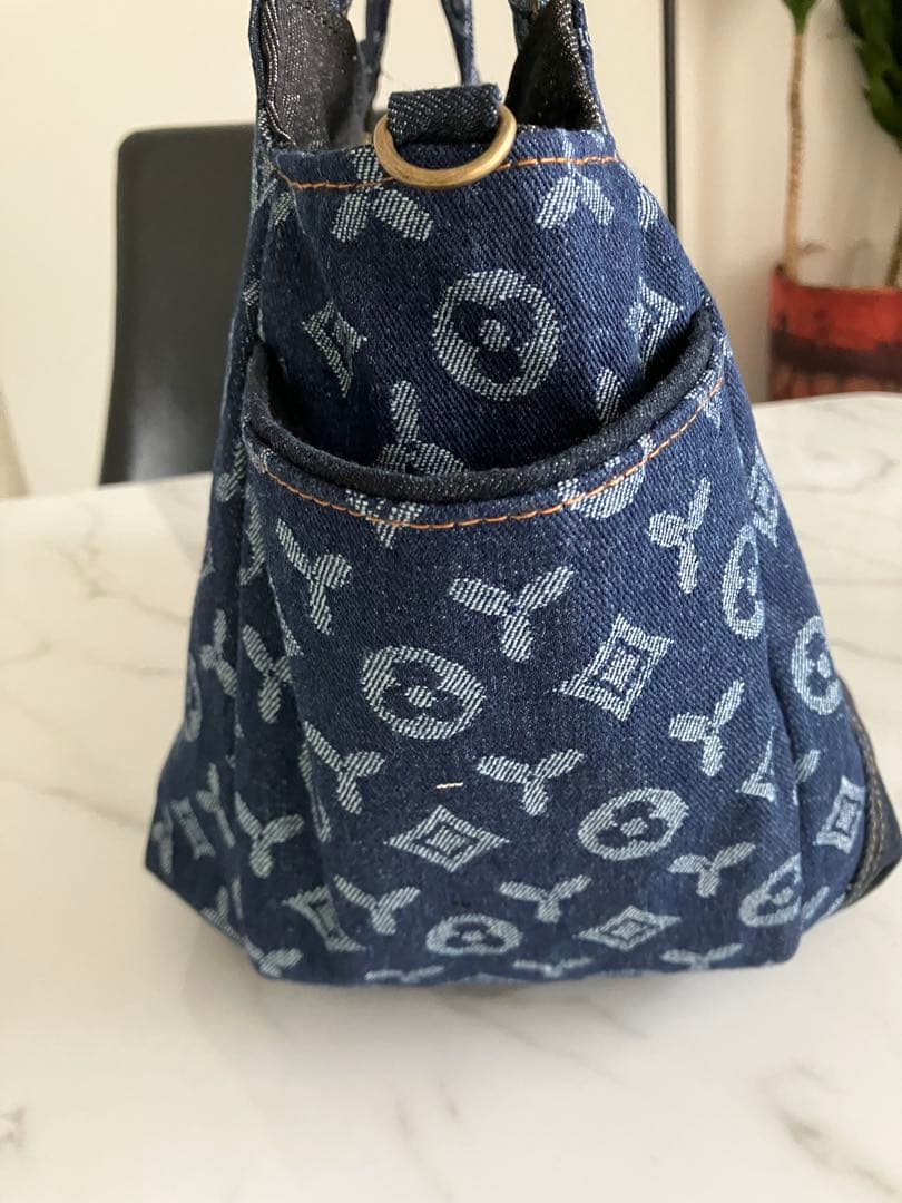 864 しま　デニムリメイクバック　ハンドメイド　4点