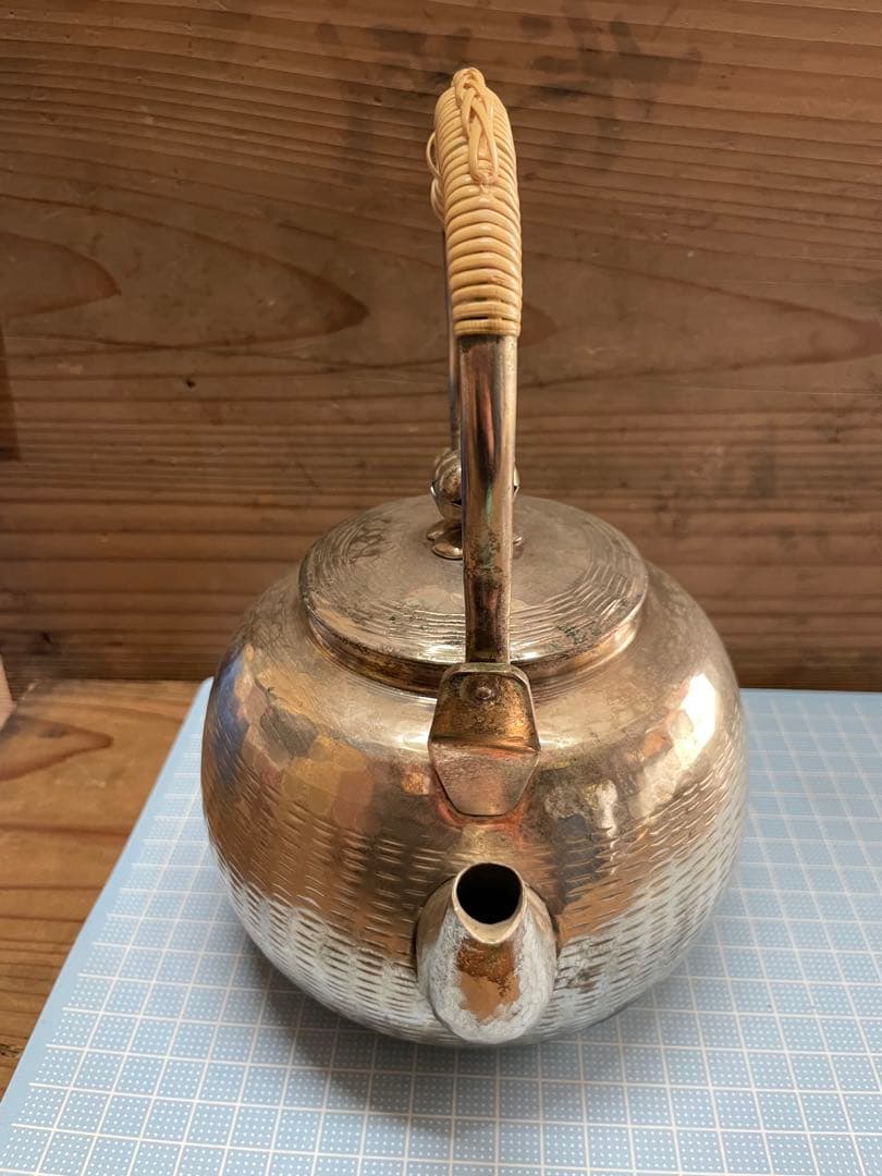 ア*社様 薬缶【m1349 水注　水さし 湯沸かし　急須　茶器　茶道具　煎茶　銀