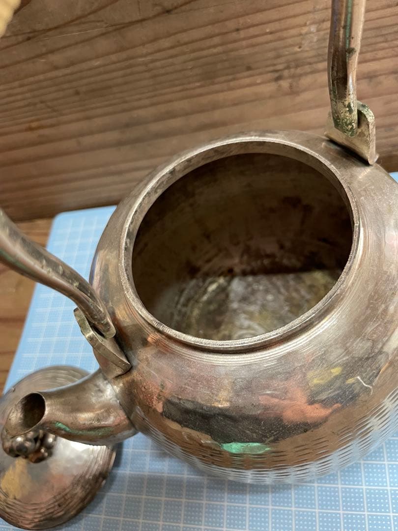 ア*社様 薬缶【m1349 水注　水さし 湯沸かし　急須　茶器　茶道具　煎茶　銀