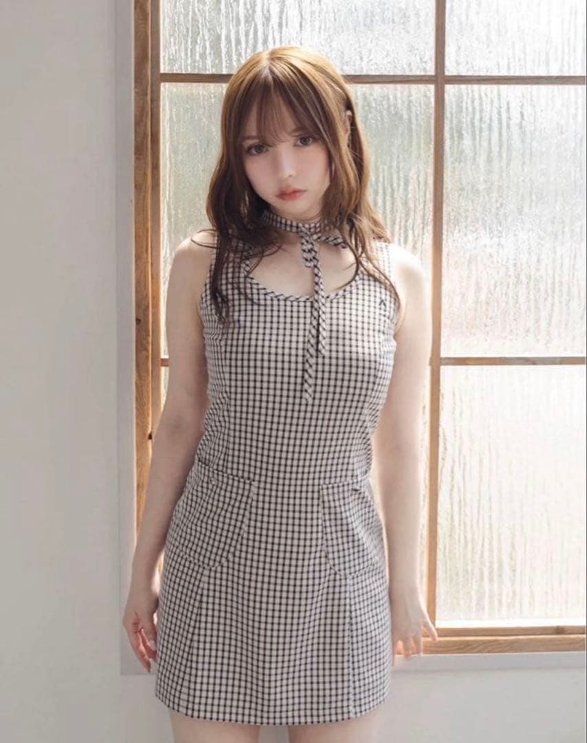 ワンピース Natalie check mini dress beige andmary