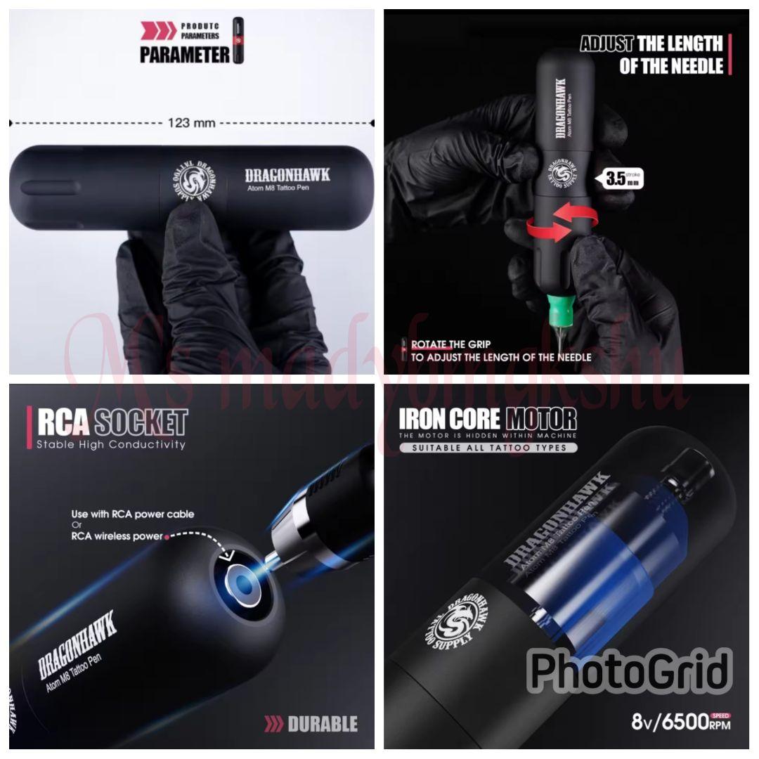 Dragonhawk M8タトゥーペン パワフルタトゥー回転ペン タトゥーマシン