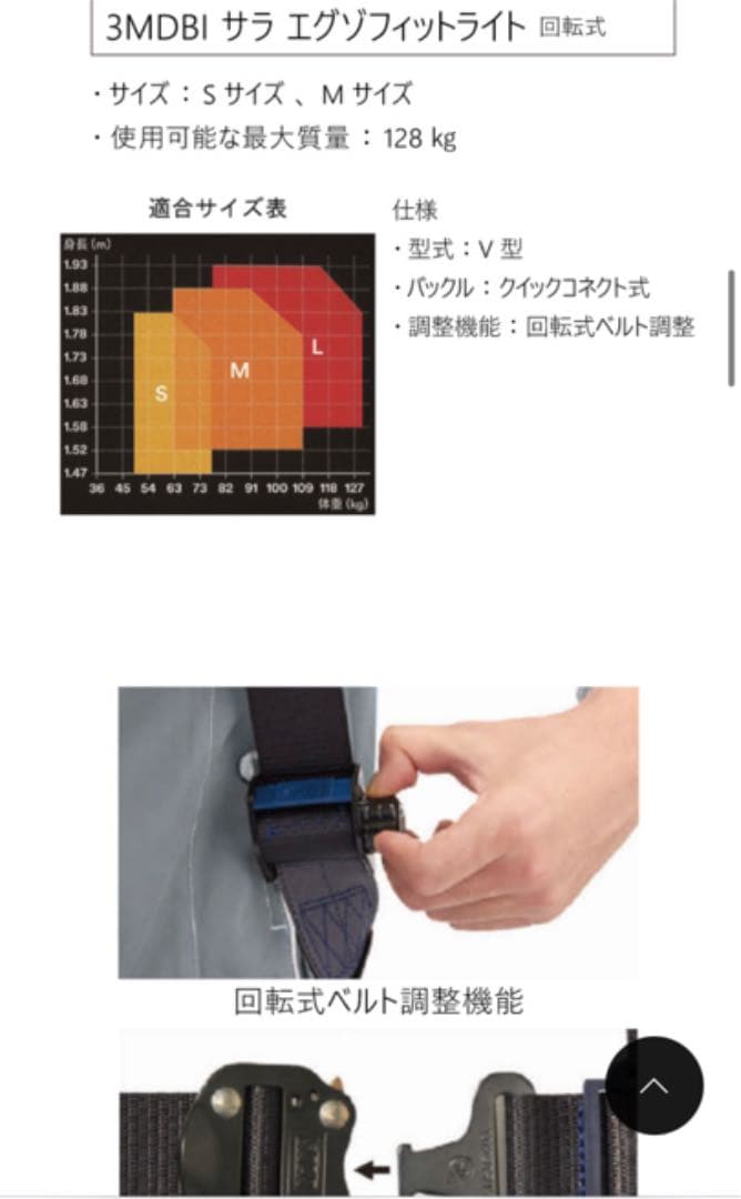 3M新規格ハーネス　Mサイズ