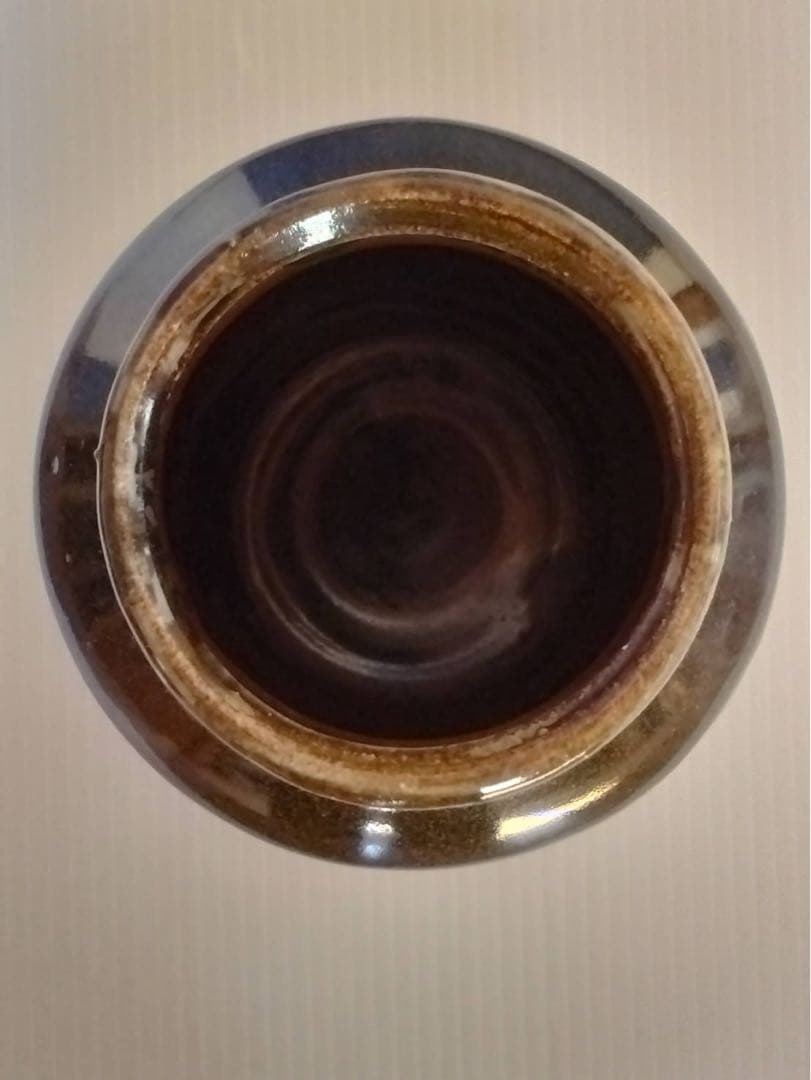 人間国宝「浜田庄司」作　鉄絵花瓶　共箱付　無疵完品　真作保証品