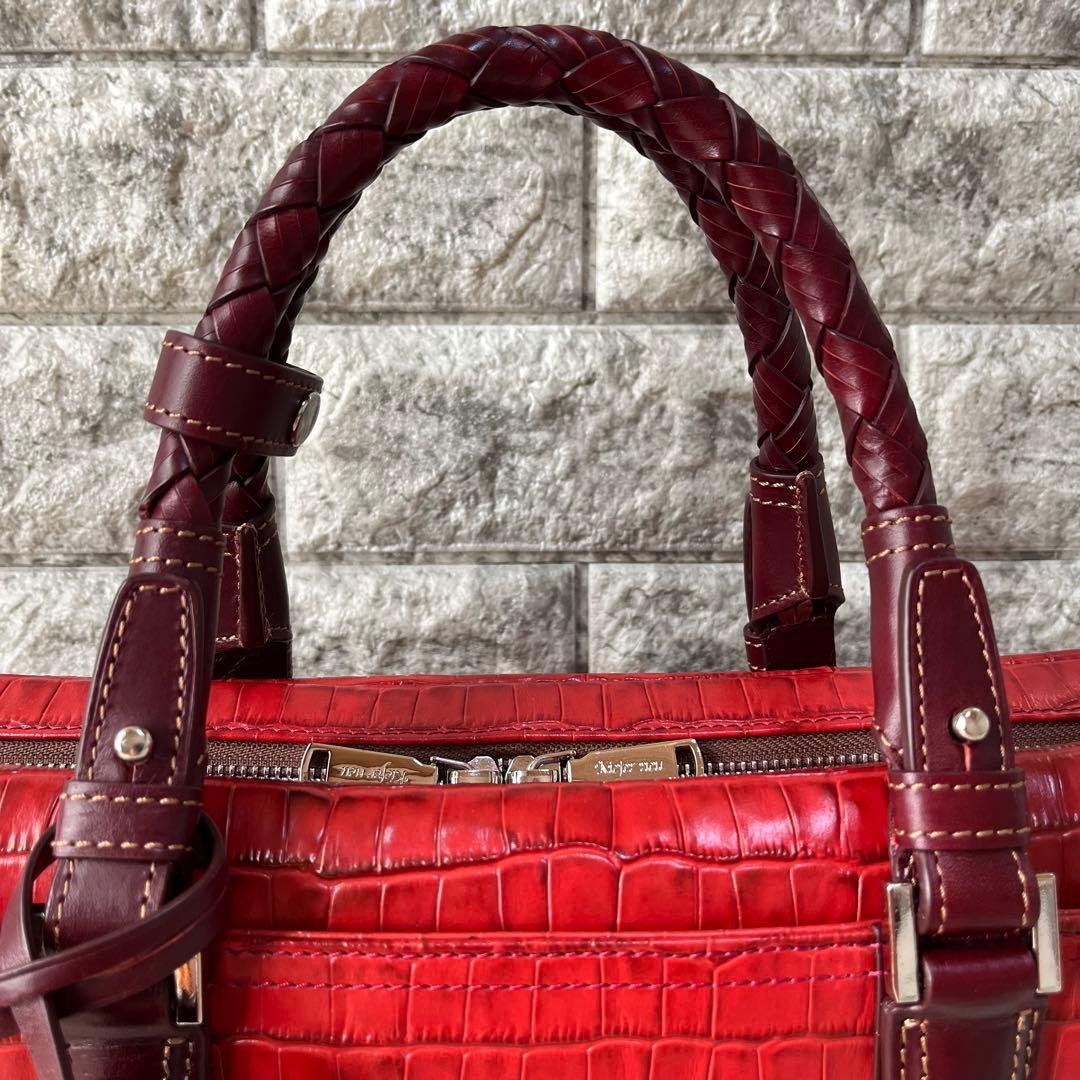 【美品】キーファーノイ　アモーレ　クロコ型押し　レザー　ブリーフケース