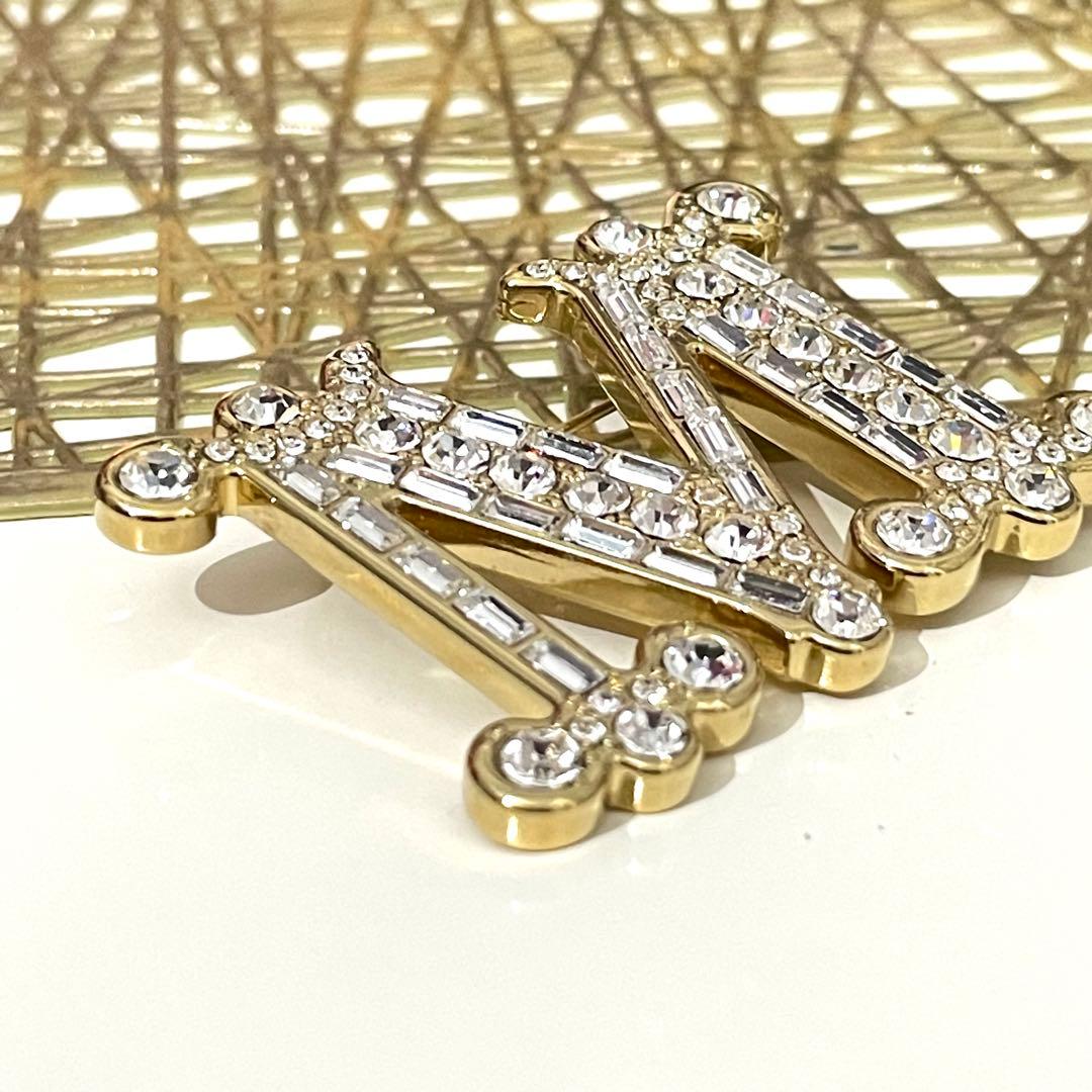 Max mara 定番 クリスタル x ゴールド　ブローチ