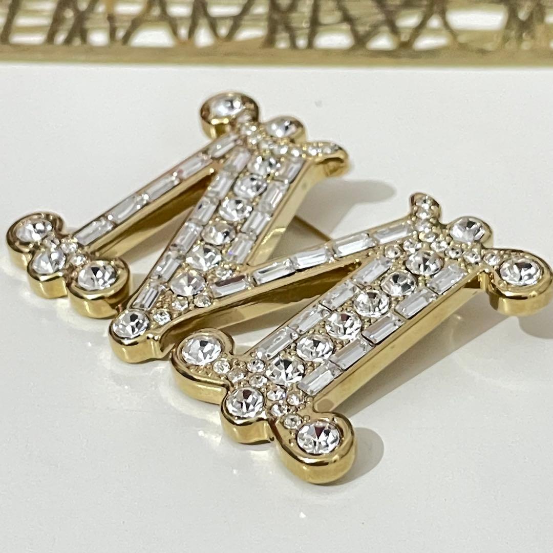 Max mara 定番 クリスタル x ゴールド　ブローチ