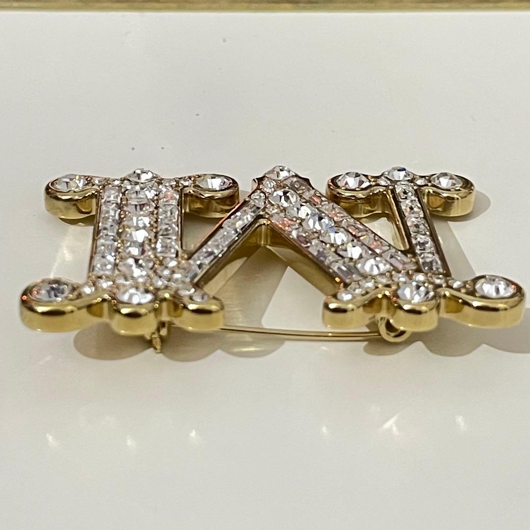 Max mara 定番 クリスタル x ゴールド　ブローチ