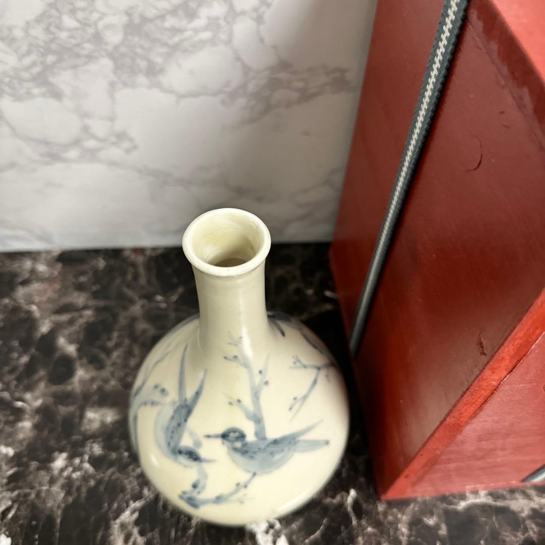 李朝、分院窯、花鳥図、完品！箱。