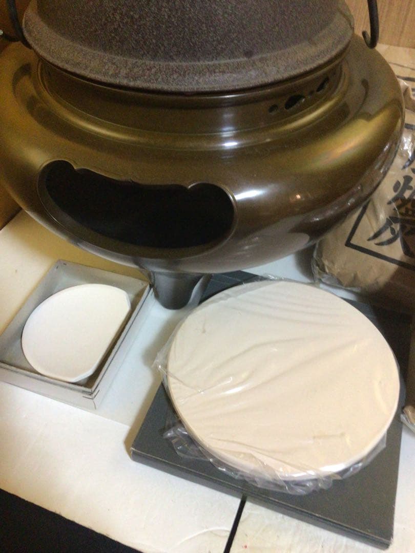 茶道具 風炉釜 敬典&浄雲『唐銅朝鮮風炉』 風炉灰５袋付き